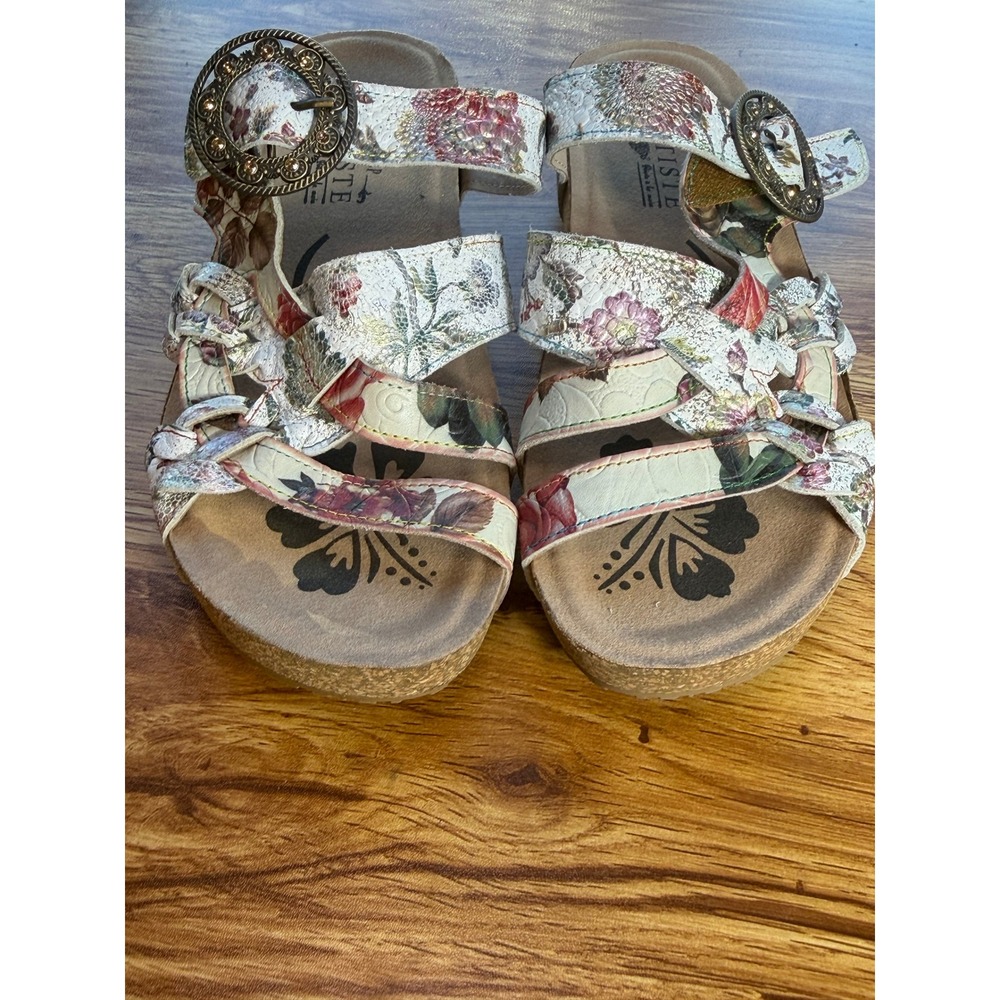 Spring Step L Artiste Yarden Floral Leather Sandals Multi Color Buckle 7.5-8 US - Picture 4 of 7